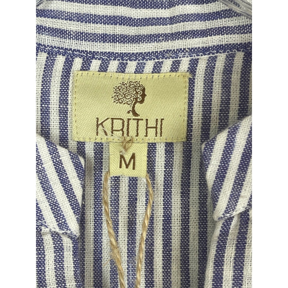 Krithi Maxi Dress Womens Size M Blue White Stripe NWT Handloom Ruffle Tiered - Picture 6 of 16